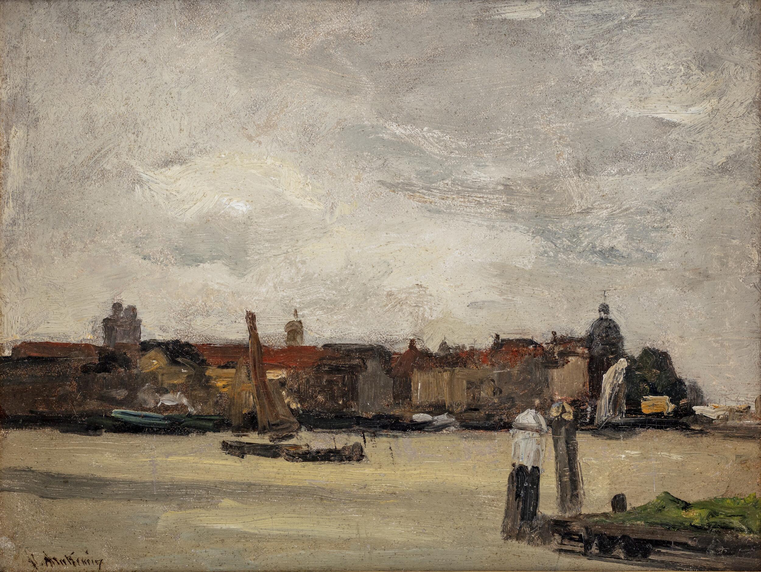 Floris Arntzenius, Gezicht op de Merwekade en het Groothoofd vanaf Papendrecht